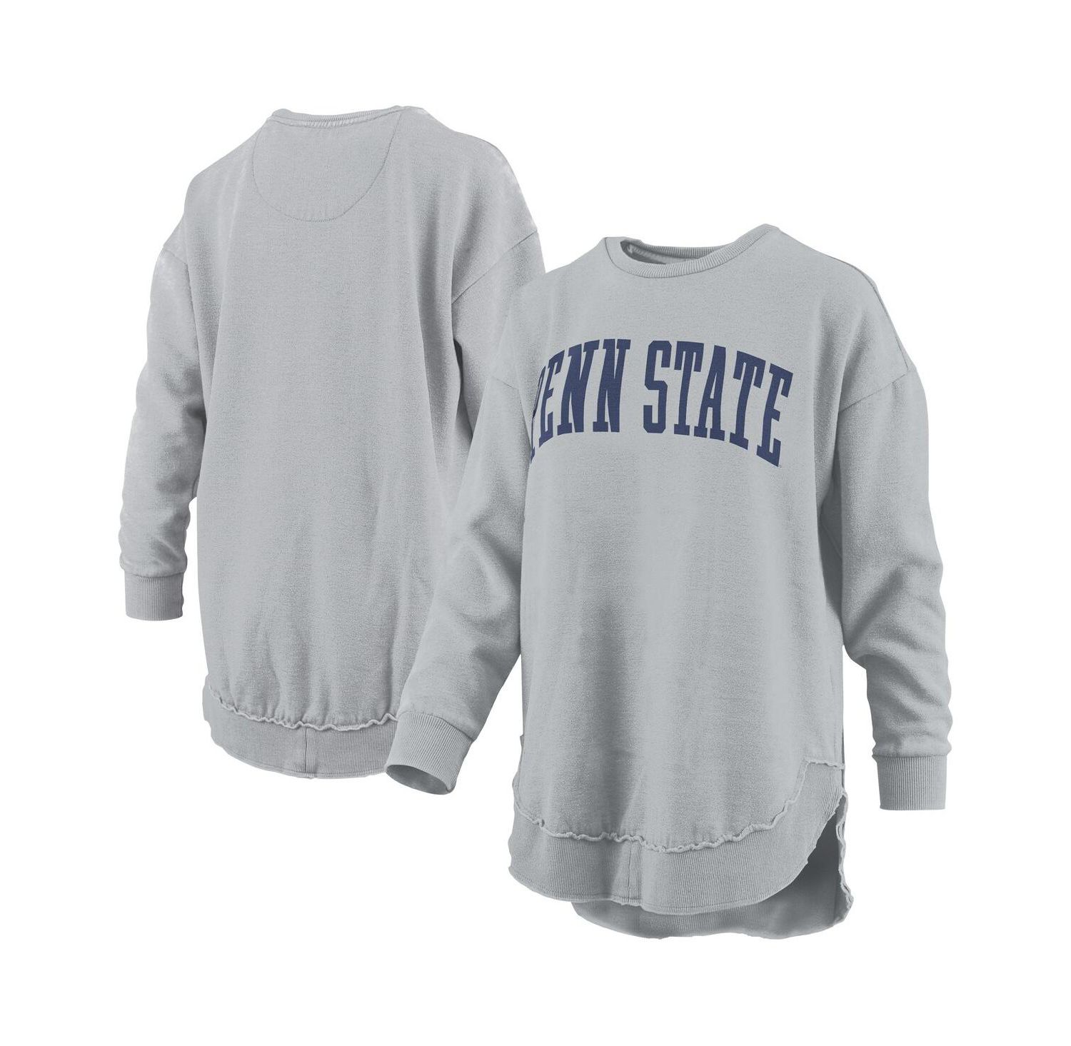 Women's Gray Penn State Nittany Lions M&eacute;lange Poncho Vintage Fleece Long Sleeve Pullover Sweatshirt