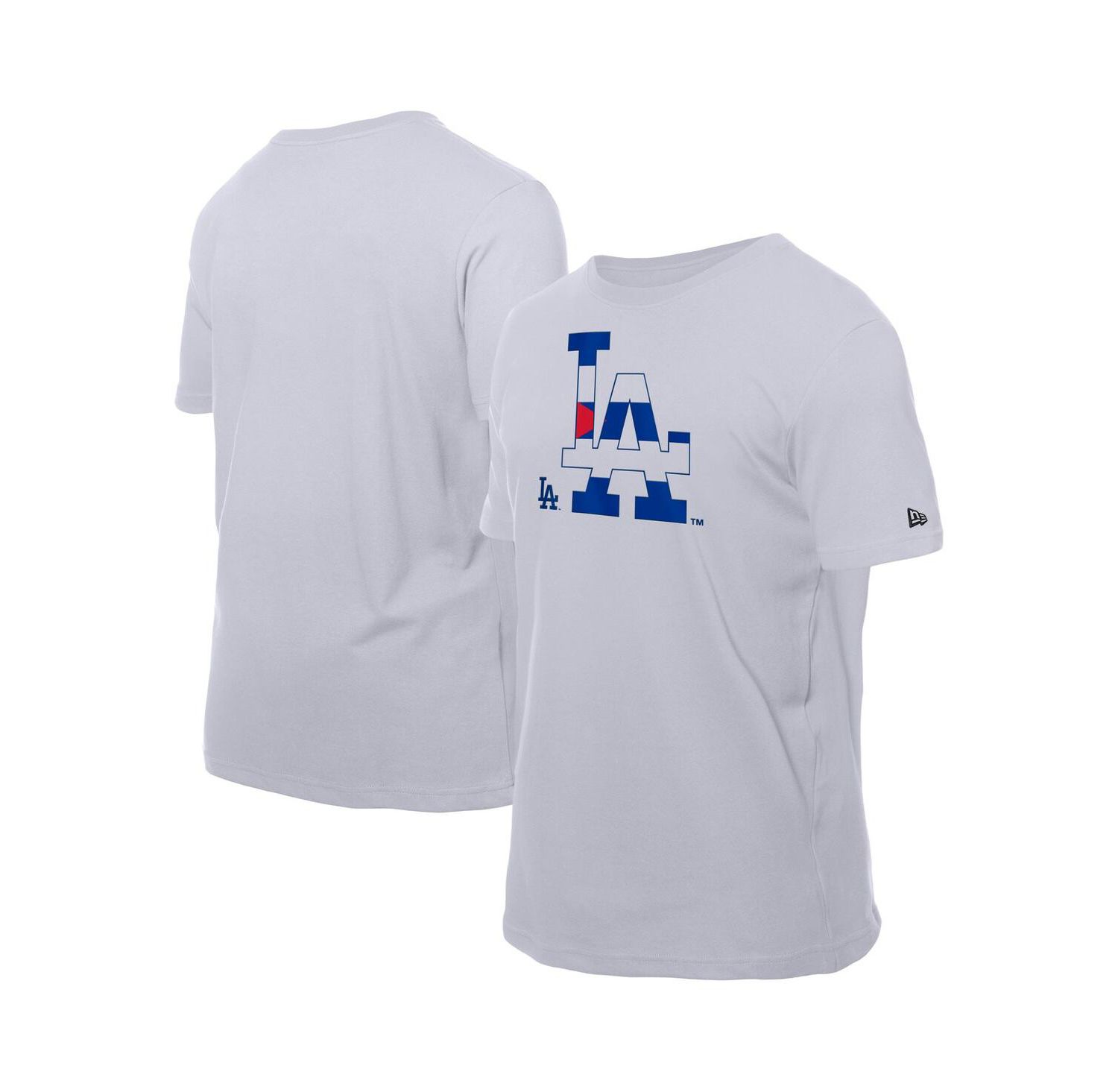 Men's White Los Angeles Dodgers Cuban Flag Logo T-Shirt