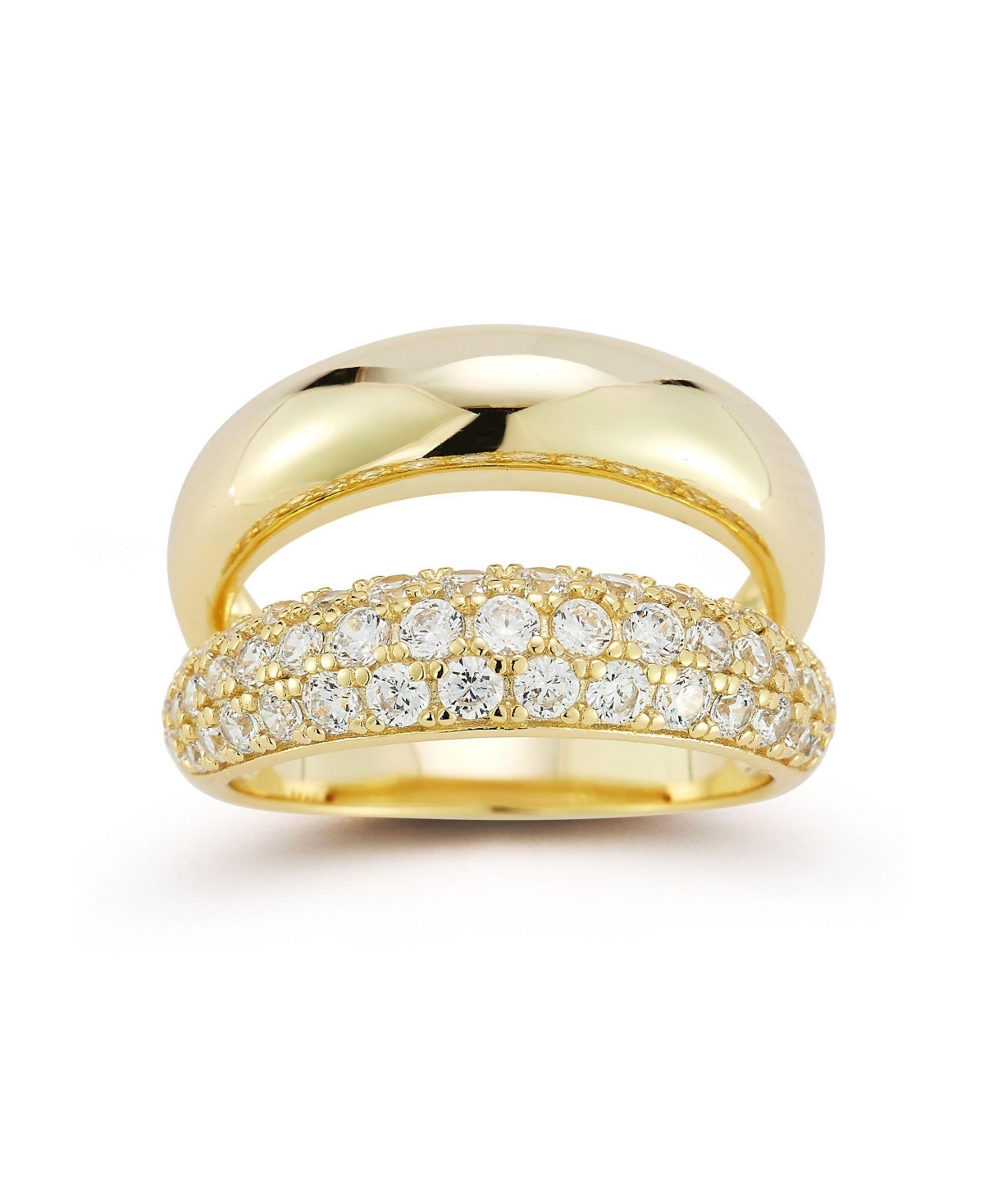14K Gold Plated Sterling Silver Double Dome Ring - Gold