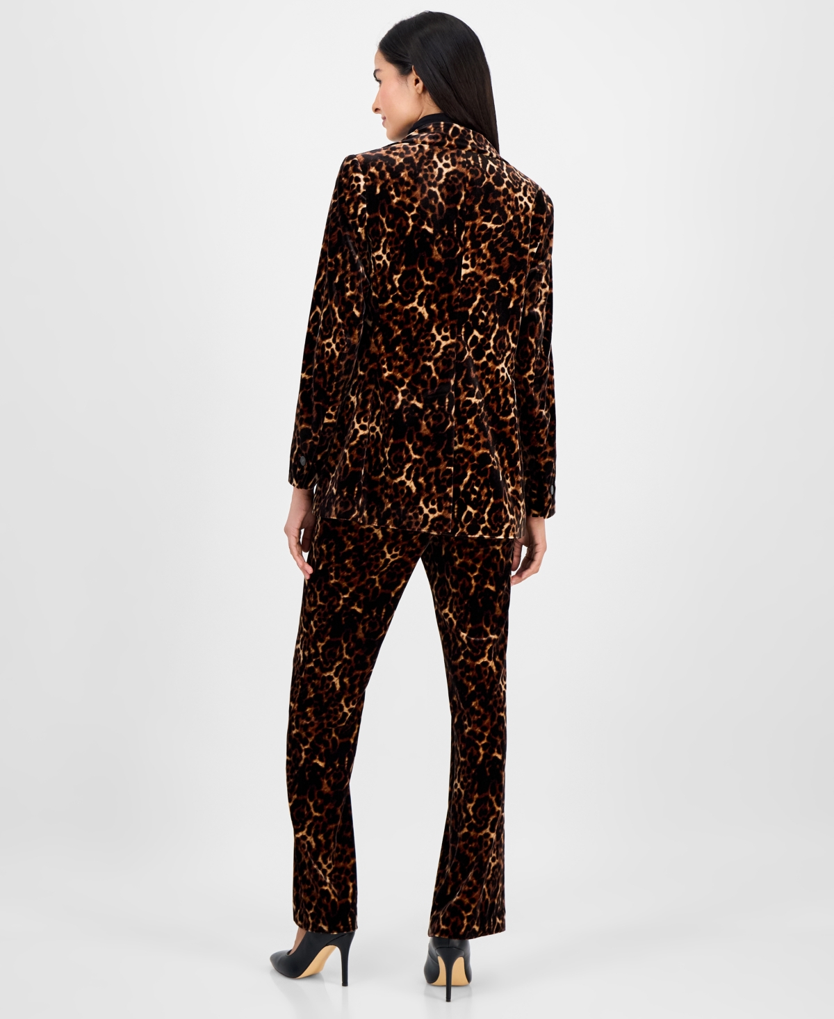 Anne Klein Petite Animal-print Notched Collar Blazer In Multi