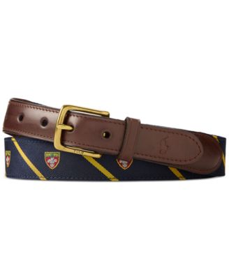 Polo Ralph Lauren - Leather-Trim Silk Jacquard Belt