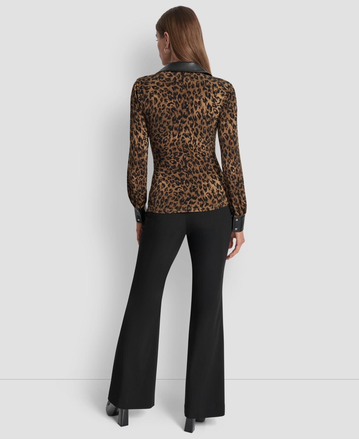 Dkny Twist Front Crinkle Satin Shirt In Brown