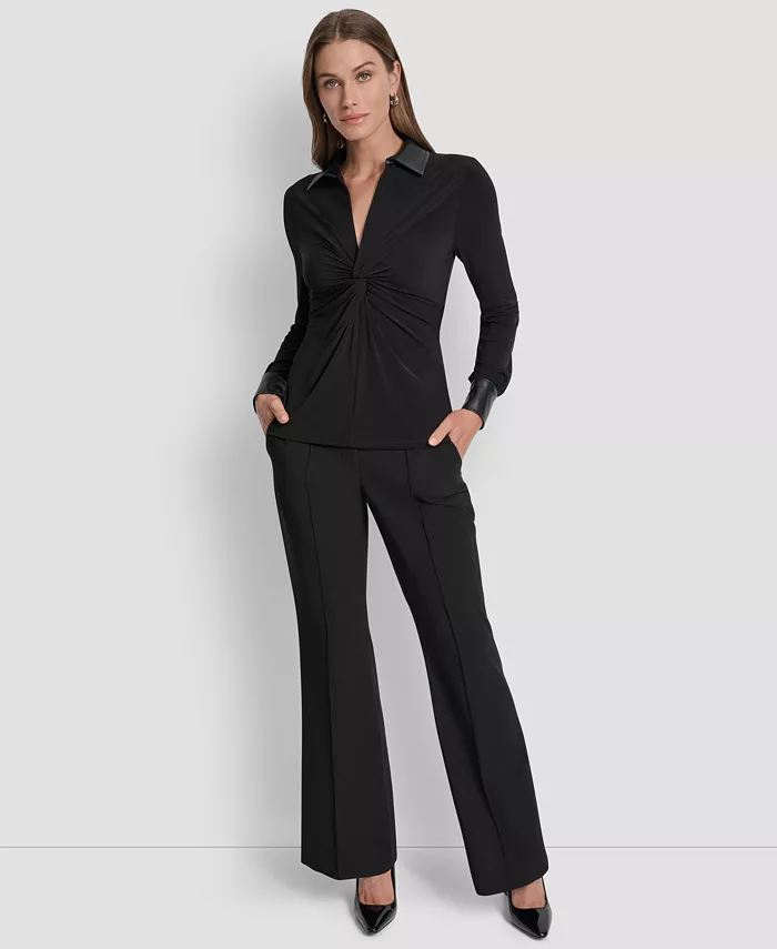Women's Twist-Front Contrast-Trim Top - thumbnail 5