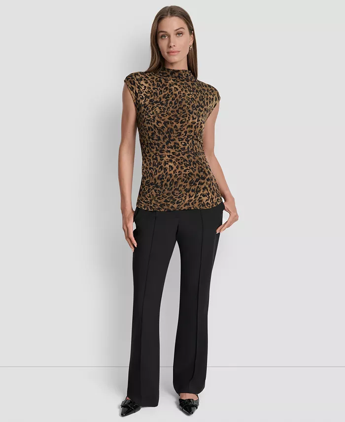 Women's Printed Mock-Neck Cap-Sleeve Top - thumbnail 4