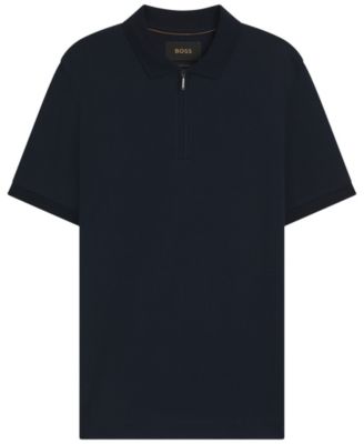 Boss America Brookhurst XL ラガーシャツ BOSS - Silk-cotton polo shirt with zip placket in regular