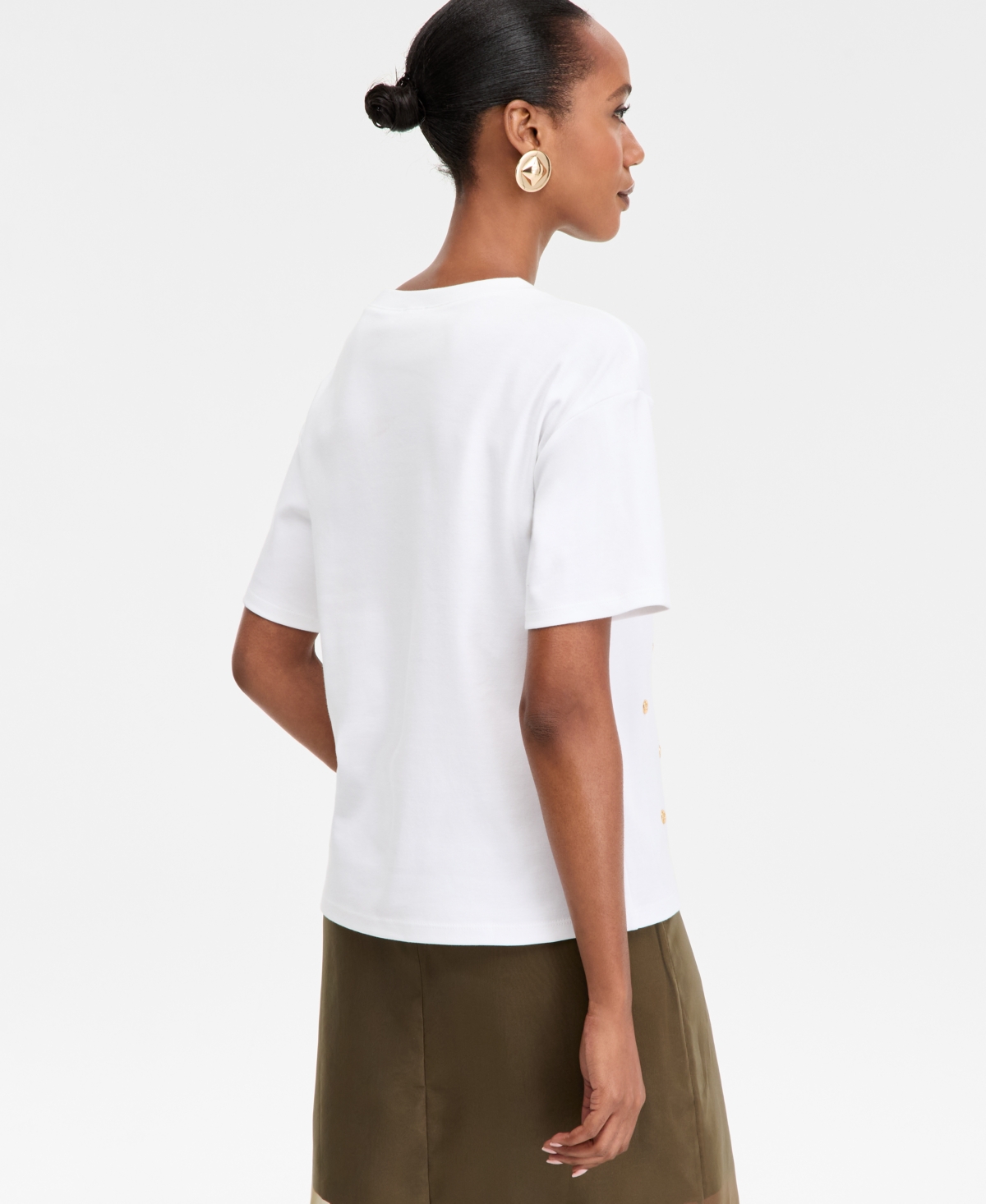 Inc International Concepts Womens Short Sleeve Grommet Top Xs 3x Macys Exclusive In White