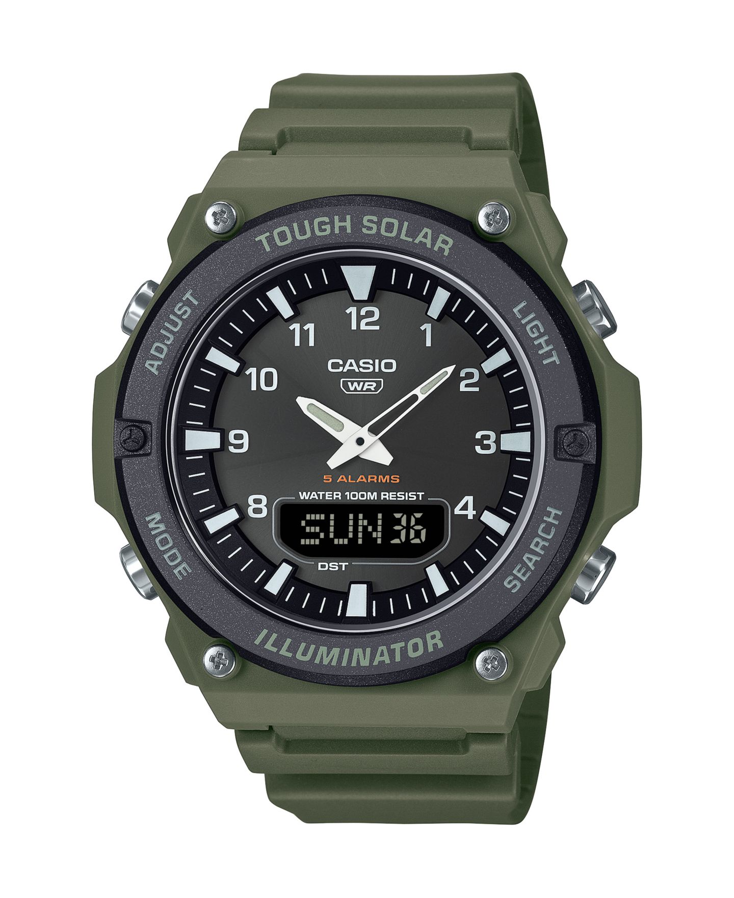 Мужские часы Casio Analog Green Resin Watch, 52.5mm — фото 1