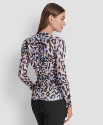 Women's Printed V-Neck Ruched Top