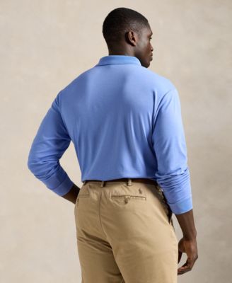 Men's Big & Tall Soft Cotton Long-Sleeve Polo Shirt