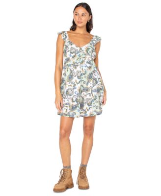 Roxy - Juniors' Paisley-Print Palmy Days Flutter-Sleeve Mini Dress