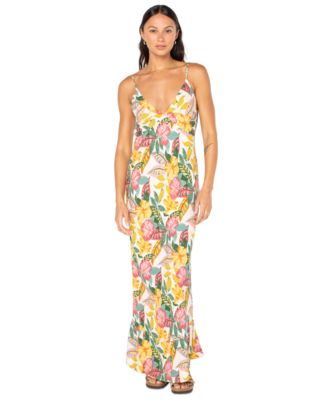Roxy - Juniors' Floral-Print Lost Paradise Tie-Beck Maxi Dress