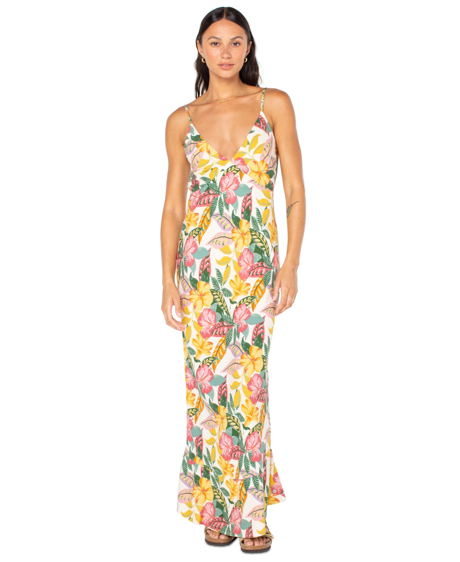 Women's Floral-Print Lost Paradise Tie-Beck Maxi Dress