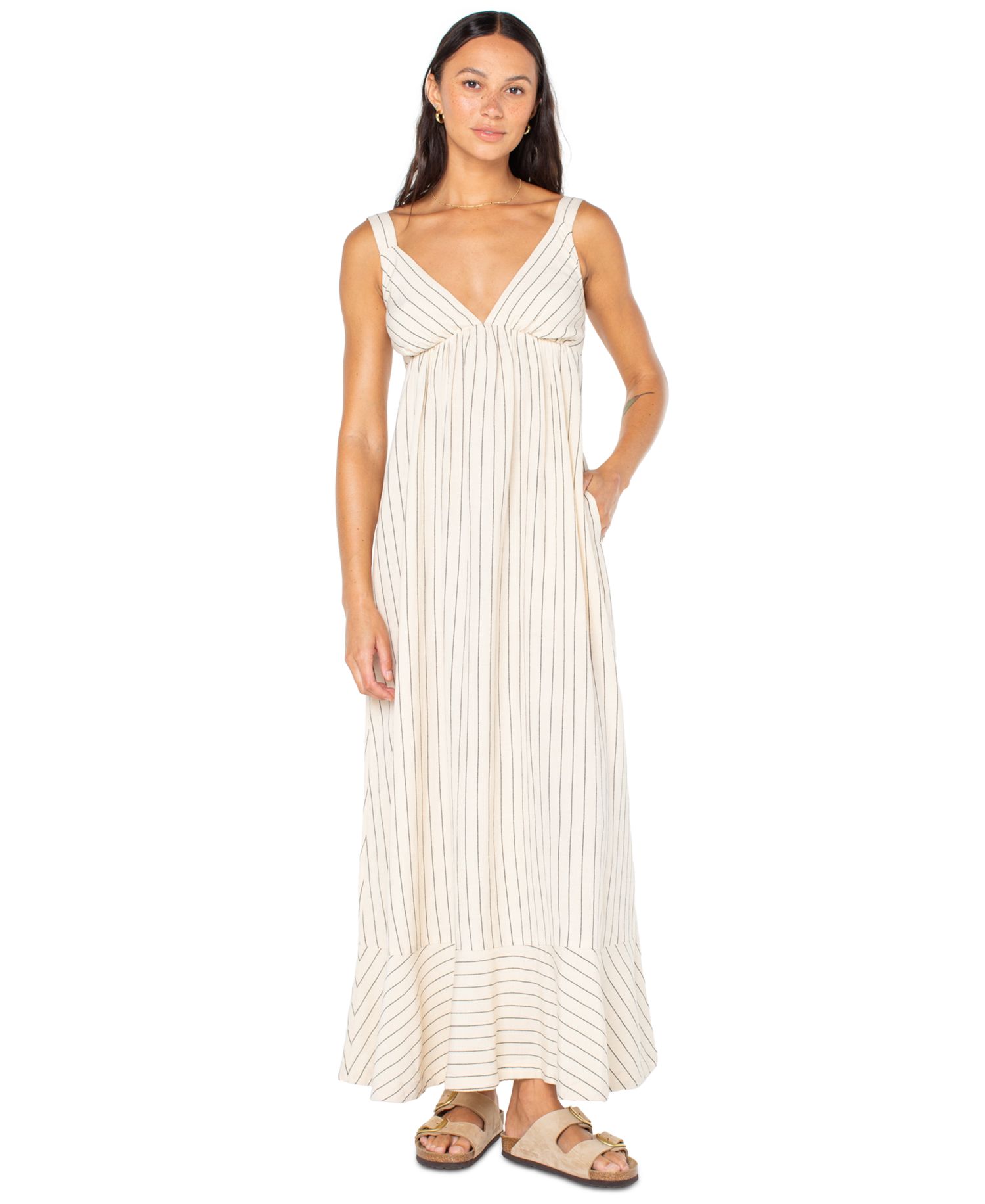 Women's Wilder Coast Striped V-Neck Tie-Back Maxi Dress