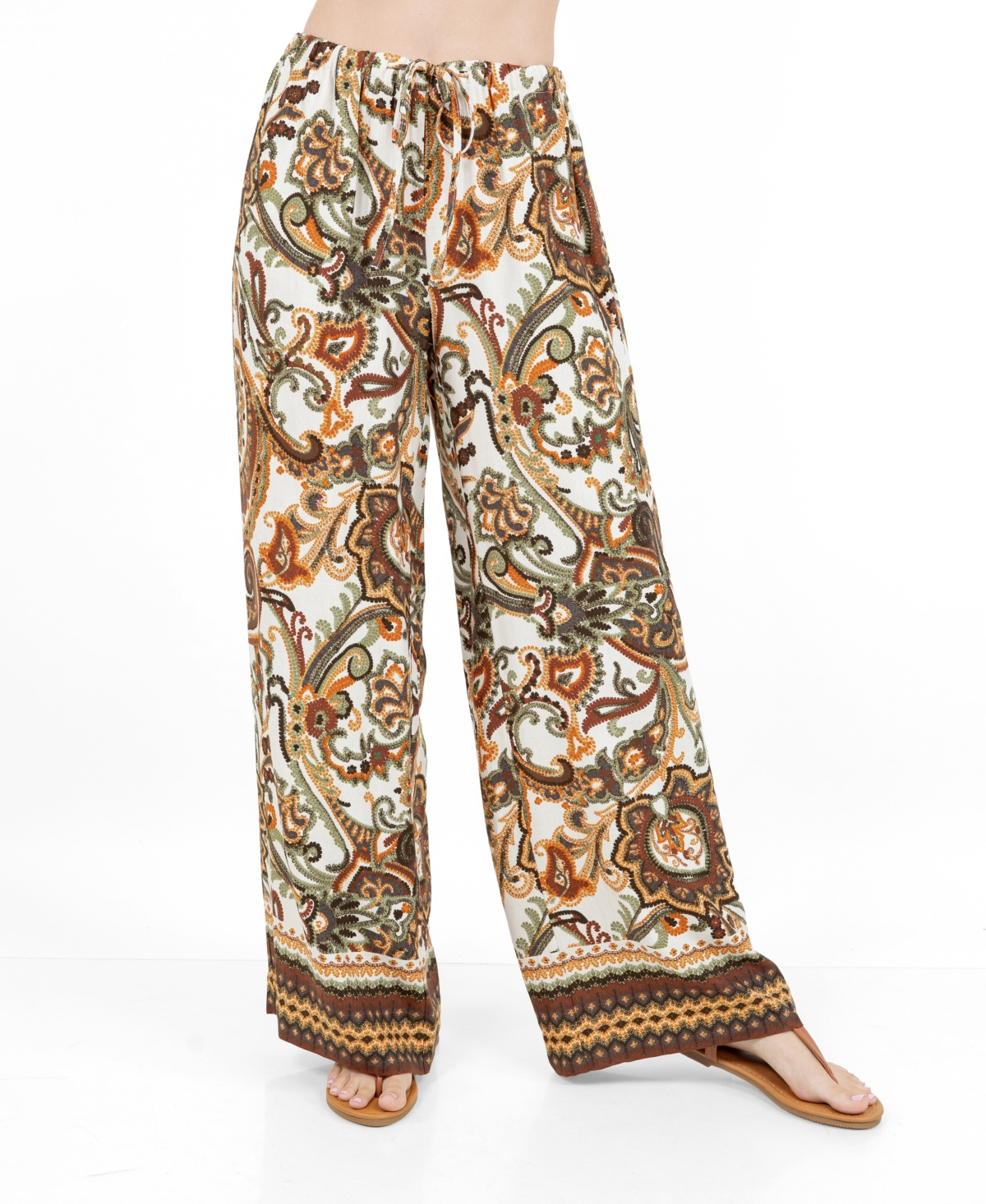 Fever Women's Boarder Printed Drawstring Pants In Multi