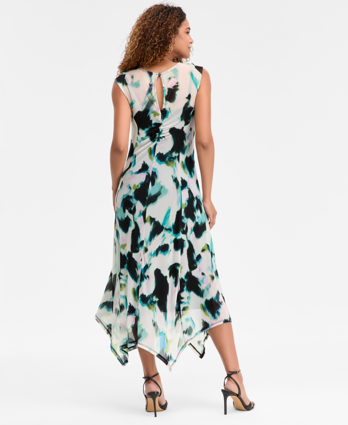 Inc International Concepts Women's Printed V-neck Ruched Dress, Macy's Exclusive In Green