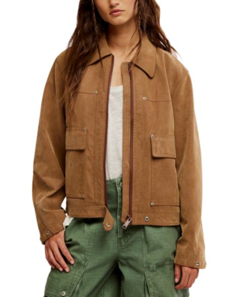 Женские куртки Free People Blair Faux-Suede Wide-Sleeve Jacket