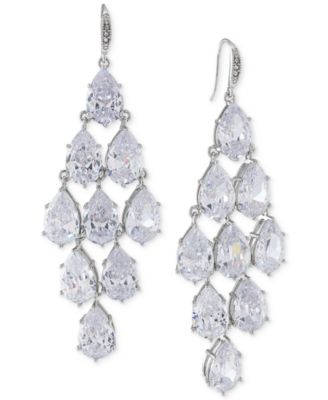 Carolee - Silver-Tone Crystal Chandelier Earrings