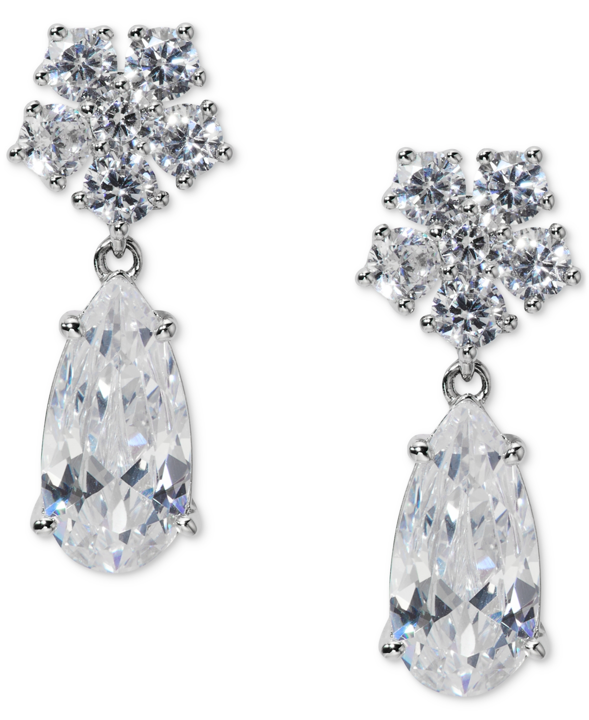 Eliot Danori Cubic Zirconia Double Drop Earrings, Exclusively At Macy's In Silver
