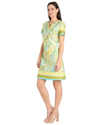 Women's Printed Short-Sleeve Knee-Length Dress
