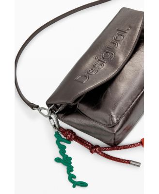 Women's Medium metallic flap bag with 3D logo