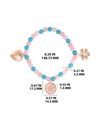 Pastel Beaded Bracelet & Heart Earrings Set