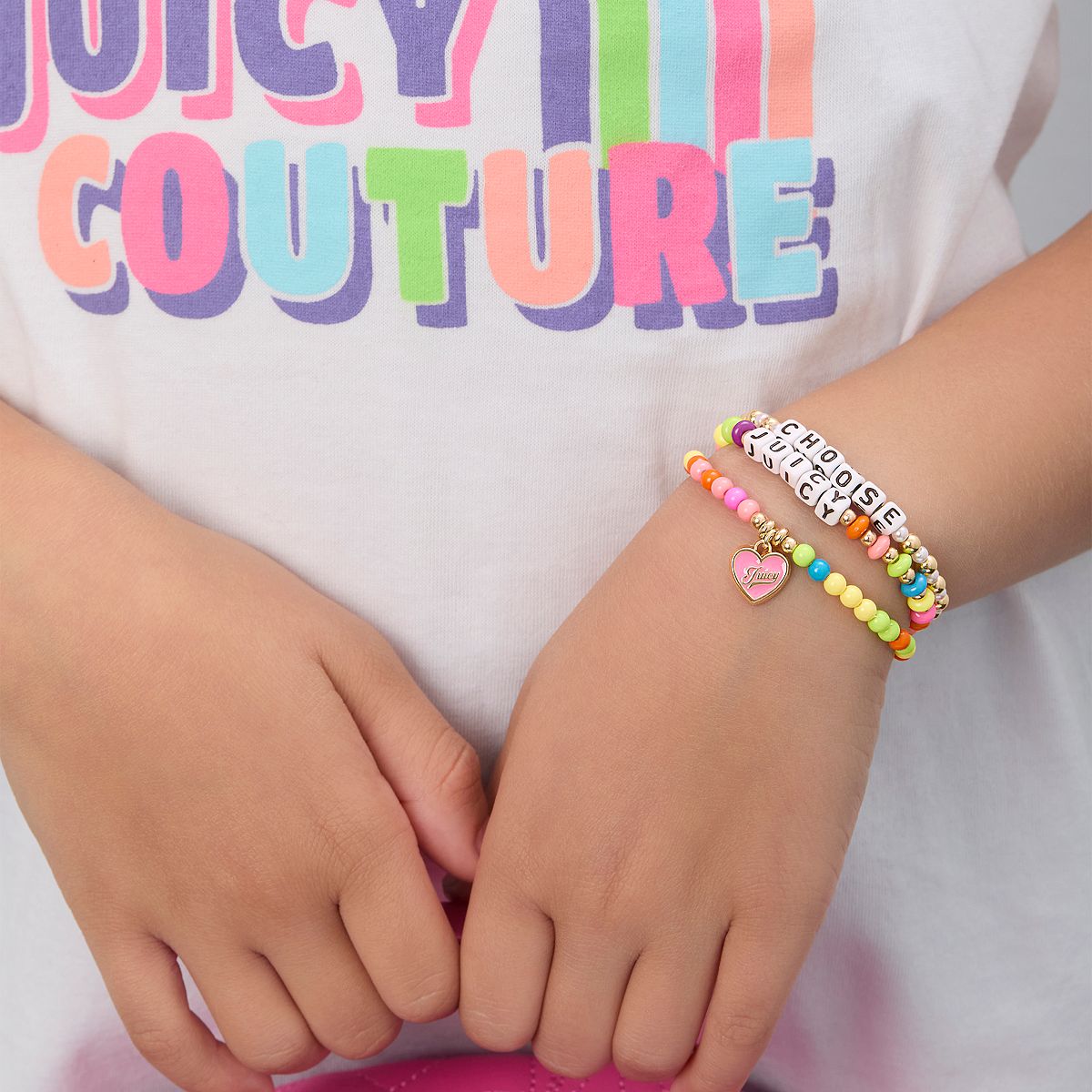 Juicy Couture Kids 주스 하트 참 3피스 비즈 주얼리