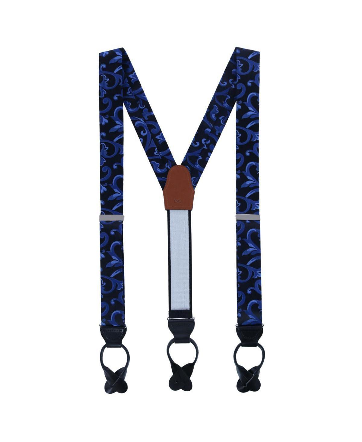 Christian the Romantic Brocade Silk Button End Suspenders - Red