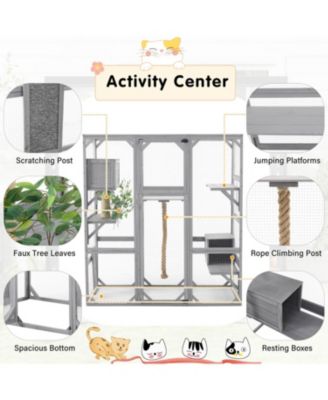 Outdoor Cat House Catio with Condos
