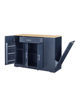 53"W Spice Rack, Drawer, Tilt-Out Trash Bin, Adjustable Shelves Kitchen Island