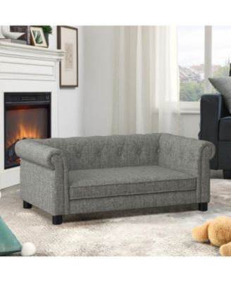 Elegant Linen Dog Sofa Bed - Light Grey