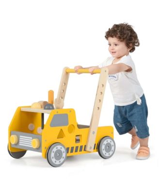 2-In-1 Montessori Wooden Baby Walker with Learning Activities Adjustable Speed