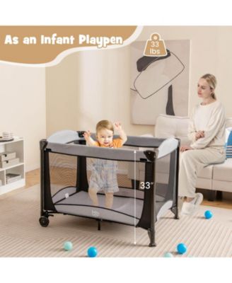 5 in 1 Portable Baby Playard Nursery Center w/ Cradle & Storage Basket