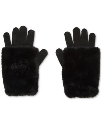 Steve Madden - Faux-Fur-Cuff Cozy Knit Gloves