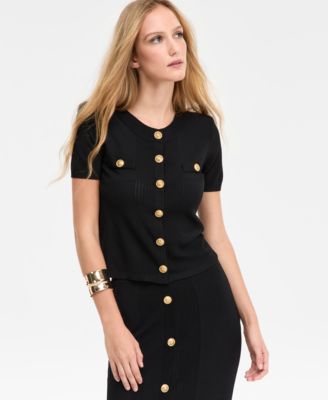 I.N.C. International Concepts - Women's Cropped Button-Front Cardigan