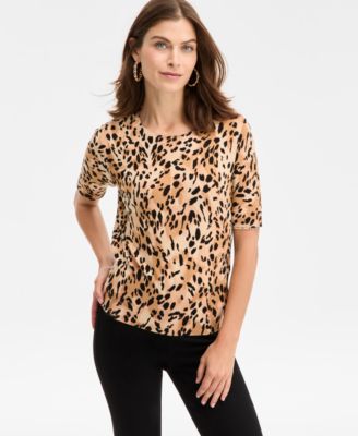 I.N.C. International Concepts - Women's Elbow-Sleeve Crewneck Sweater