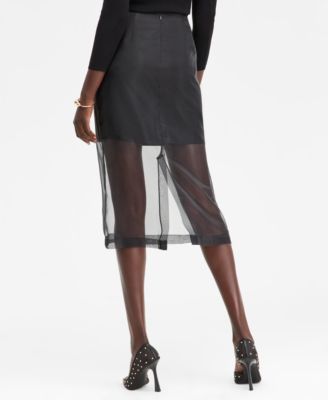 Women's Sheer-Hem Midi Skirt, Macy's Exclusive