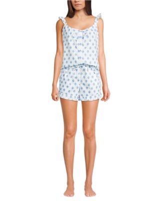 Women's Poplin 2 Piece Pajama Set - Tank Top and Shorts