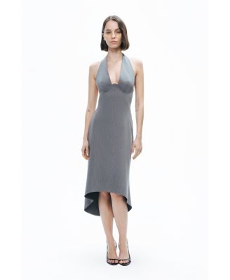 Women's Tie Neck Asymmetrical Midi Dress