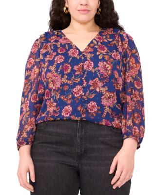 Vince Camuto - Plus Size Long-Sleeve V-Neck Blouse