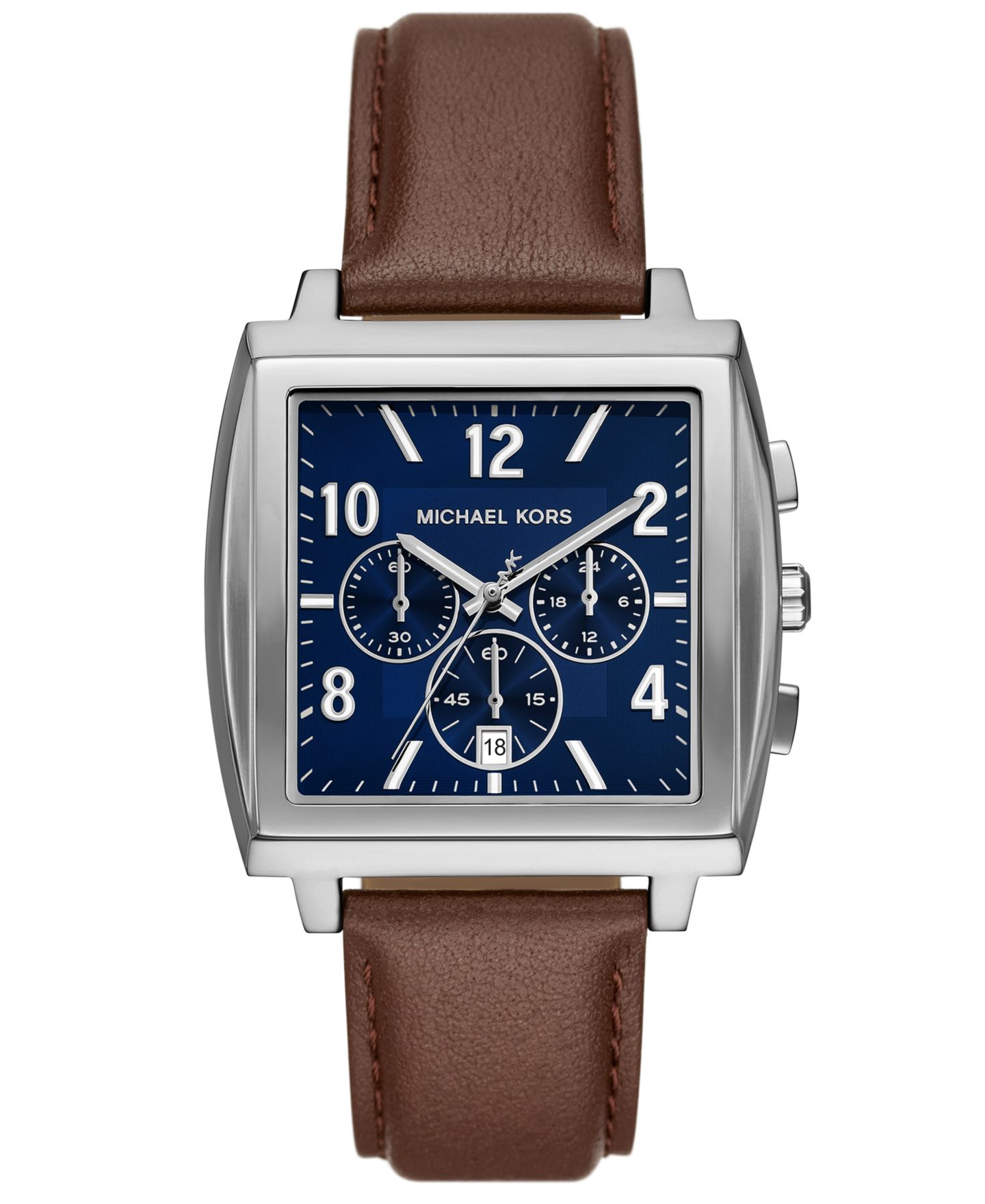 Мужские часы Michael Kors Rhys Chronograph Brown Leather Watch, 41mm — фото 1