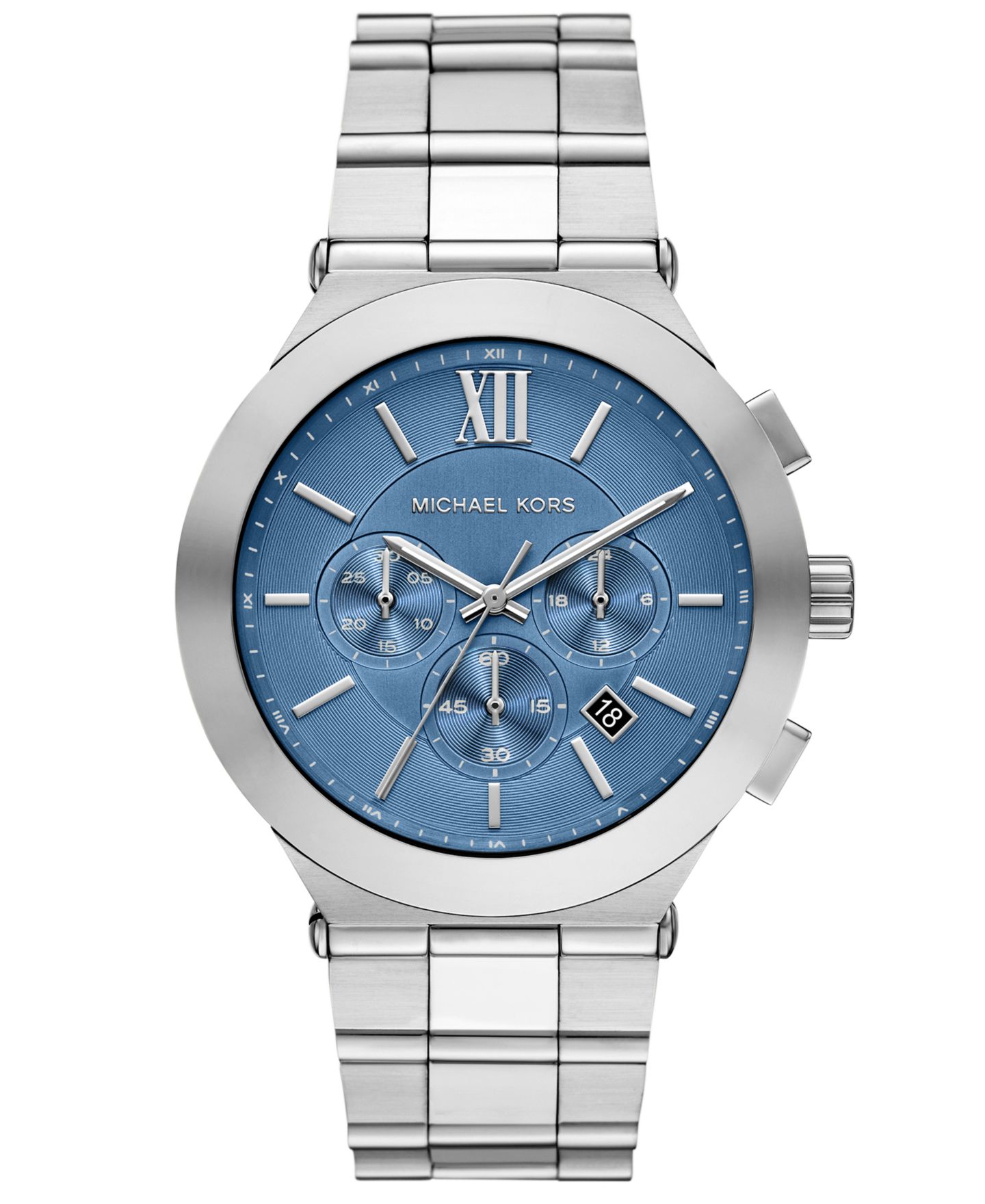 Мужские часы Michael Kors Billie Chronograph Silver-Tone Stainless Steel Watch, 44mm — фото 1