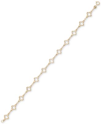 Polished Openwork Clover Link Chain Bracelet in 10k Gold