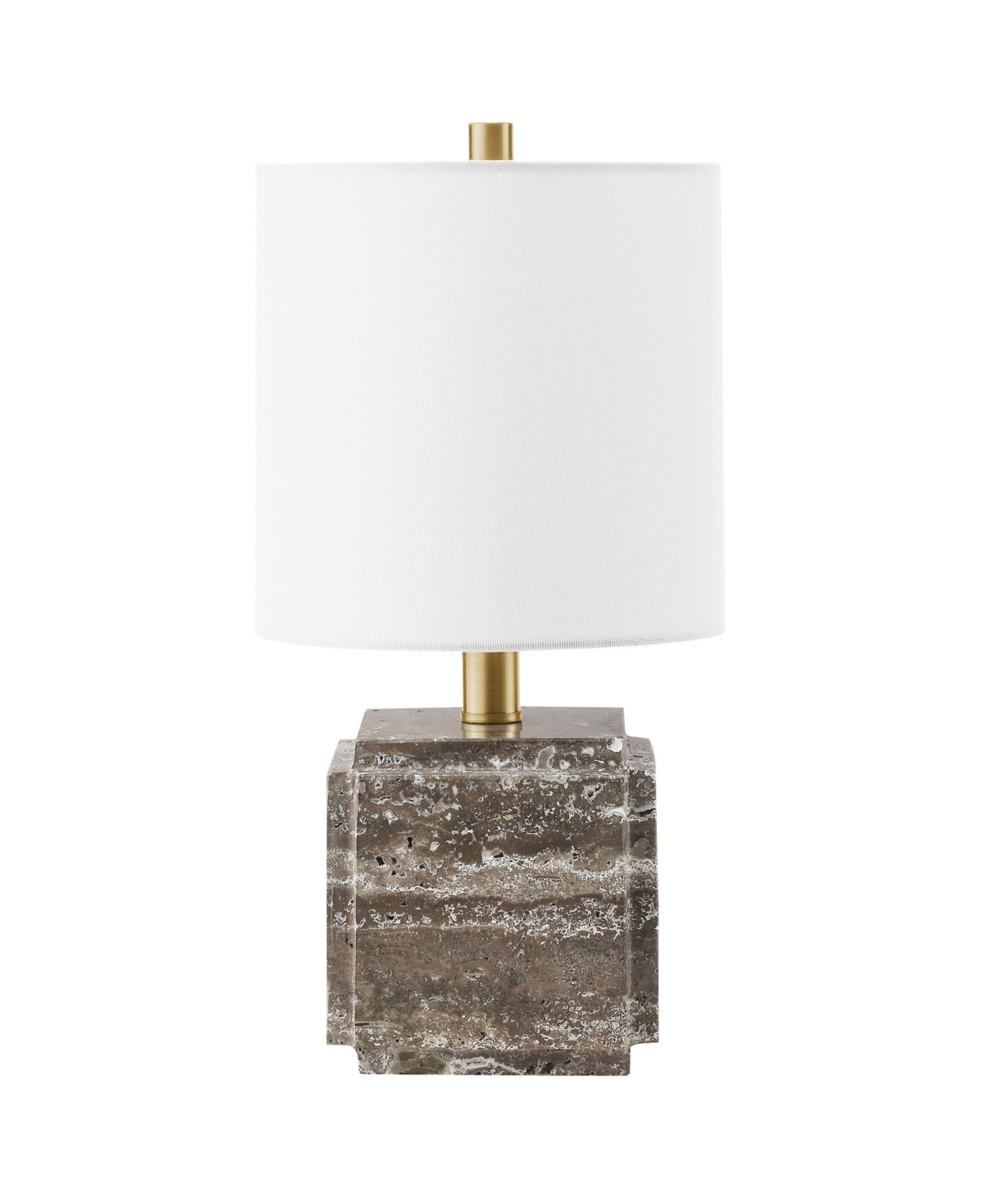 Hudson & Canal Pacha 15.5" Metal Stone Table Lamp With Fabric Shade