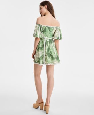 Women's Circle-Trim Off-The-Shoulder Dress