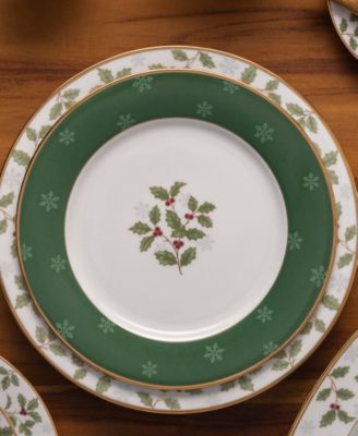 Holly & Berry Gold Set of 4 Accent Plates, 9"