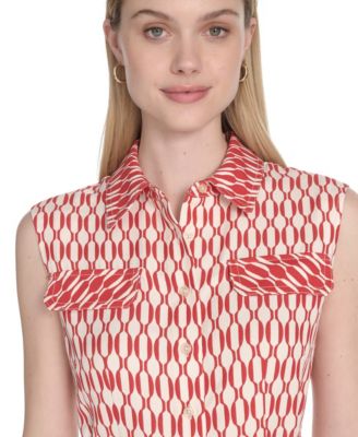 Women's Collared Sleeveless Midi Dress