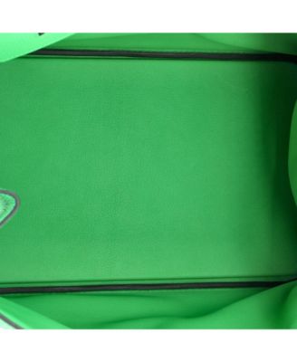 Pre-Owned Hermes HAC 40 Handbag Green Togo with Palladium Hardware