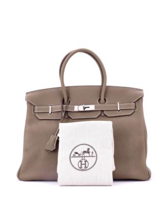 Pre-Owned Hermes Birkin 35 Handbag Grey Togo with Palladium Hardware