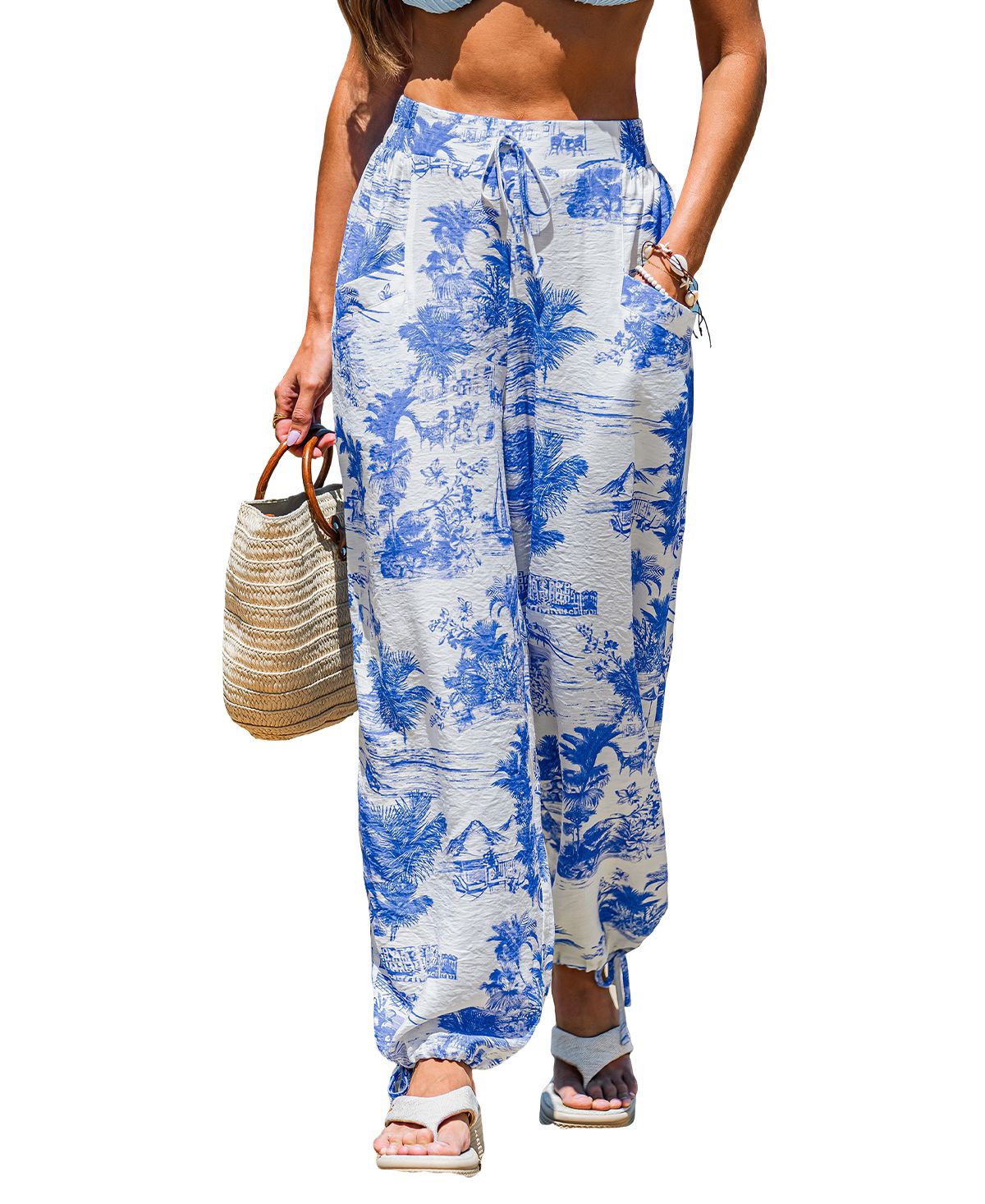 Women's Coastal Drive Tropical Pants - Medium blue
