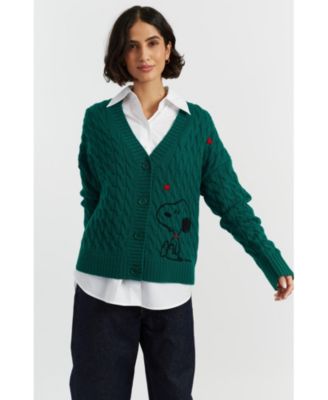 Women's Wool Cashmere Snoopy Cable Cardigan